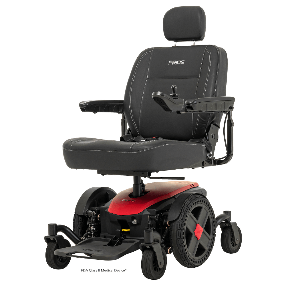 Cardinal Red Color Pride Jazzy® EVO 614HD Heavy Duty Powerchair - Angled View