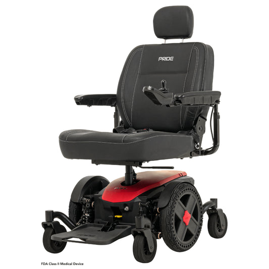 Cardinal Red Color Pride Jazzy® EVO 614 Active-Trac Suspension Powerchair - Angled View