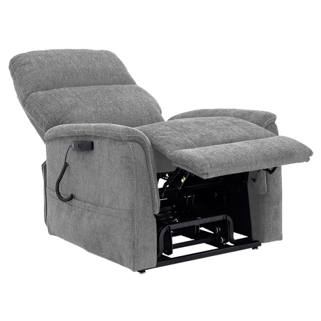 Shale Color Pride Sitting Pretty Lift Chair Genesis LC-150 - Full Recline Position - Angled View