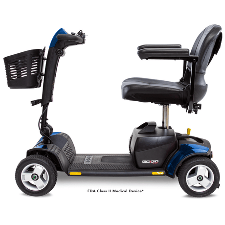Blue Accent Pride Go Go® Sport 4-Wheel Mobility Scooter - Side View