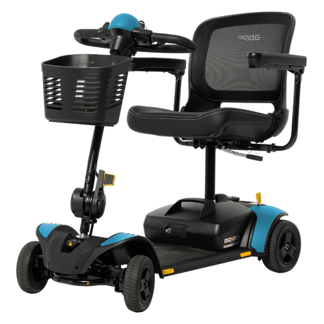 Ice Blue Accent Pride Go Go Elite Traveller®2 Platinum 4-wheel - Angled View