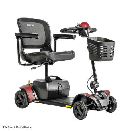  Red Accent Pride Go Go Elite Traveller® 2 Mobility Scooter -  Angled View