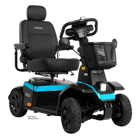 Peacock Blue Color Pride PX4 All Terrain Mobility Scooter - Angled View