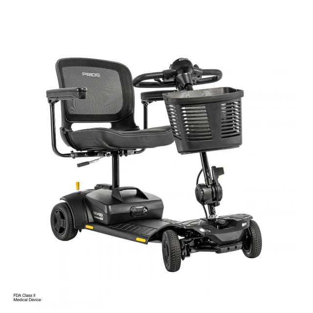 Pride Go Go Elite Traveller® Gen 3 Platinum Mobility Scooter in Black Color -  Angled View