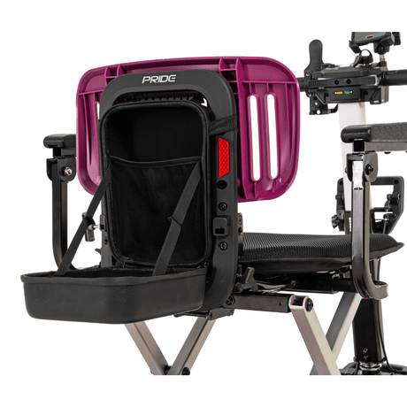 Sugar Plum Color Pride i-Go™ Lightweight Folding Travel Scooter Closeup View of the back Compartment