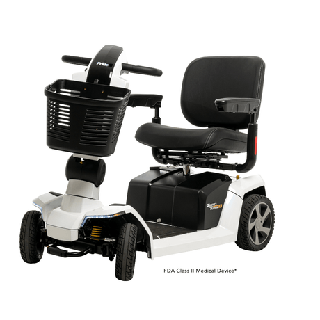 Pearl White Color Pride Zero Turn 10 Mobility Scooter - Angled View