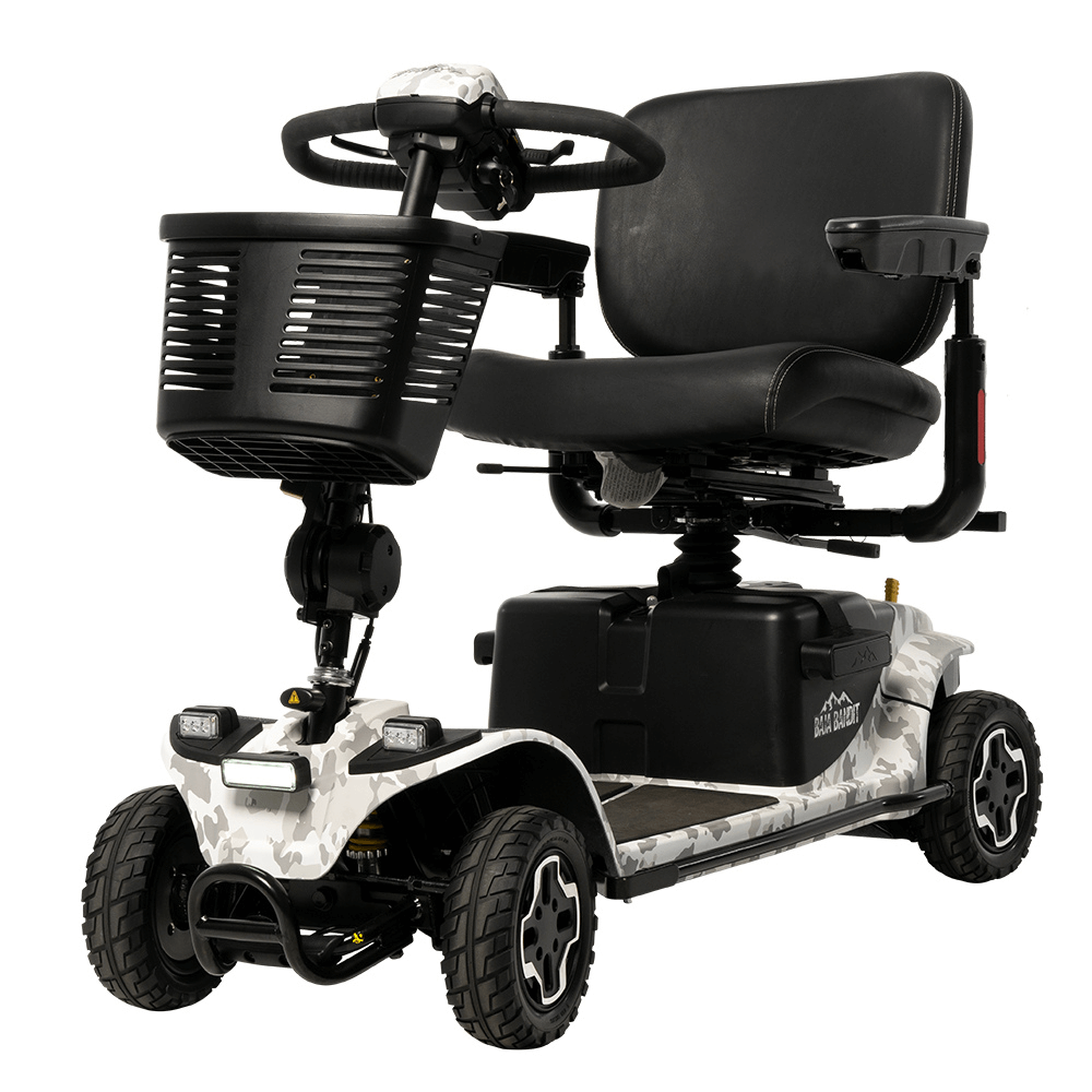 White Camo Color Pride Baja® Bandit All Terrain Mobility Scooter - Angled View