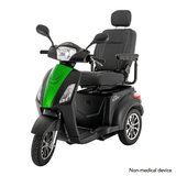 Matte Black Color with Green Panel Pride BAJA® Raptor 2 Outdoor 3-Wheel Scooter - Angled View