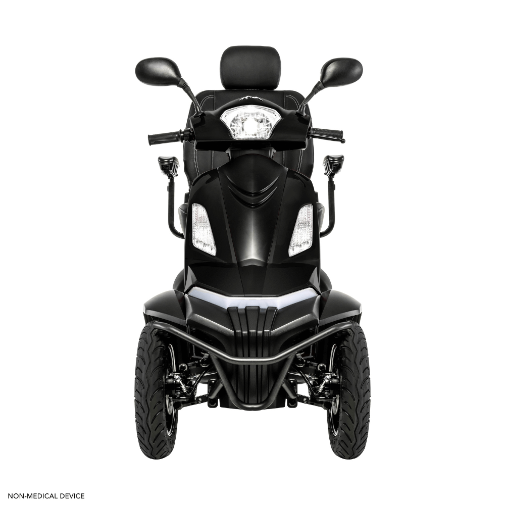Matte Black Color Pride BAJA® Raptor 2 Outdoor 4-Wheel Scooter - Front View
