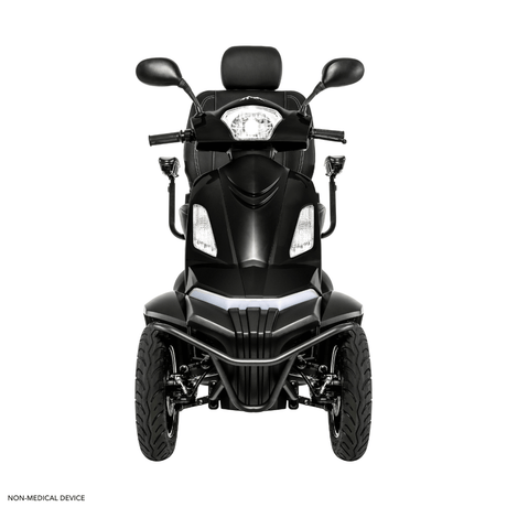Matte Black Color Pride BAJA® Raptor 2 Outdoor 4-Wheel Scooter - Front View