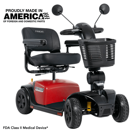 Cardinal Red Color Pride Victory® Platinum 4 Wheel Mobility - Angled View
