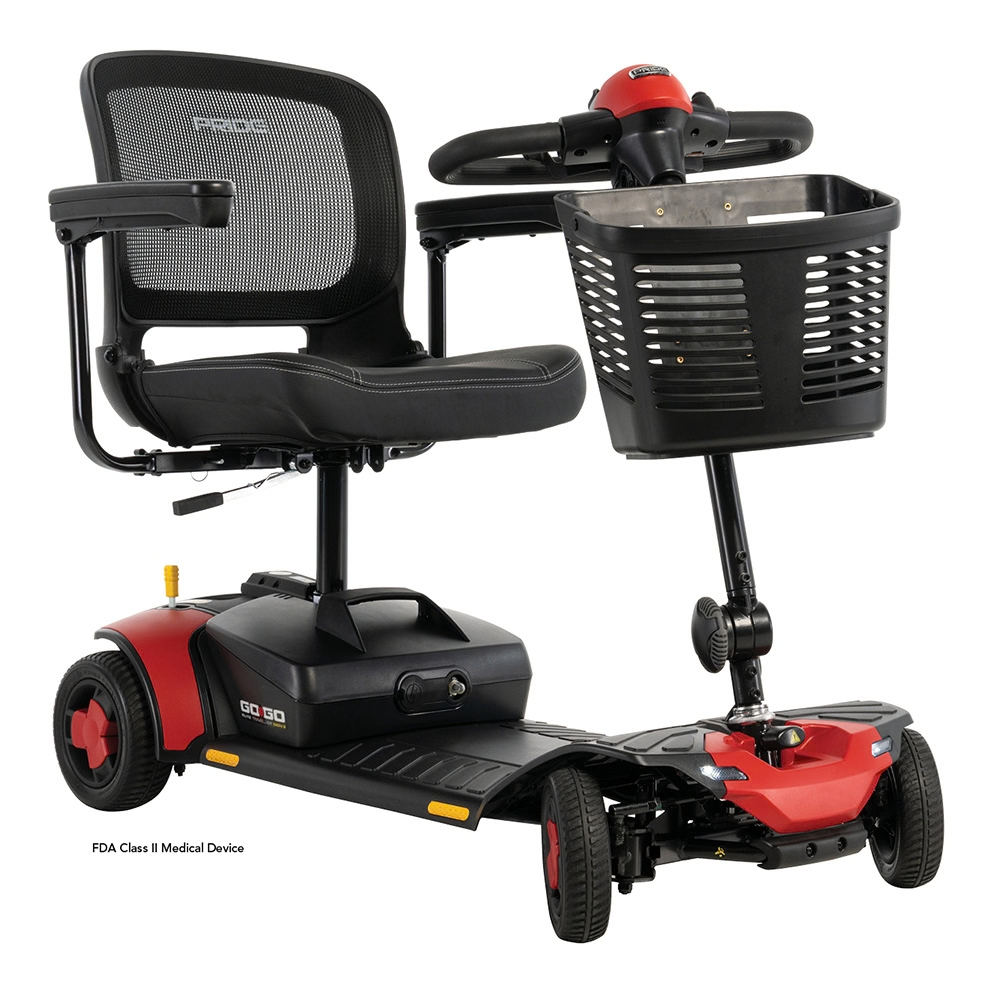 Pride Go Go Elite Traveller® Gen 3 4-Wheel Mobility Scooter in Cardinal Red - Angled View