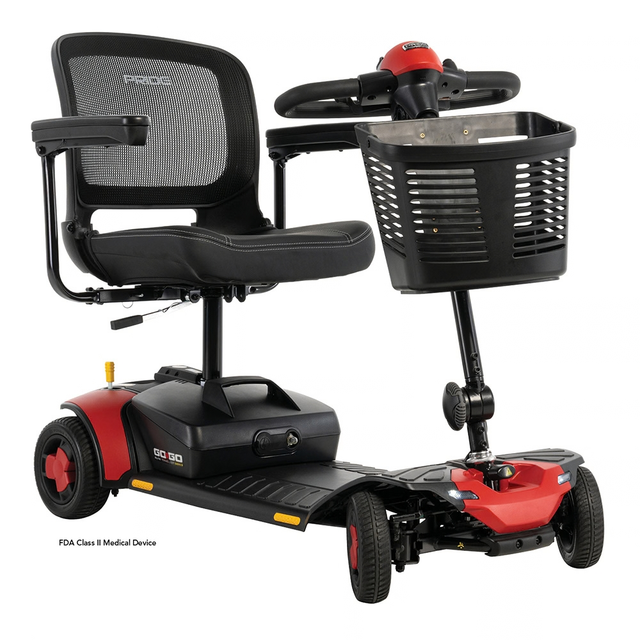 Pride Go Go Elite Traveller® Gen 3 4-Wheel Mobility Scooter in Cardinal Red - Angled View