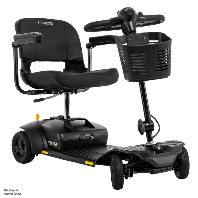 Pride Go Go® Ultra X Gen 3 4-Wheel Mobility Scooter In black Color -  Angled View