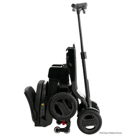 Pride Go Go® Carbon Quick Fold Scooter Folded  with Tiller Extended