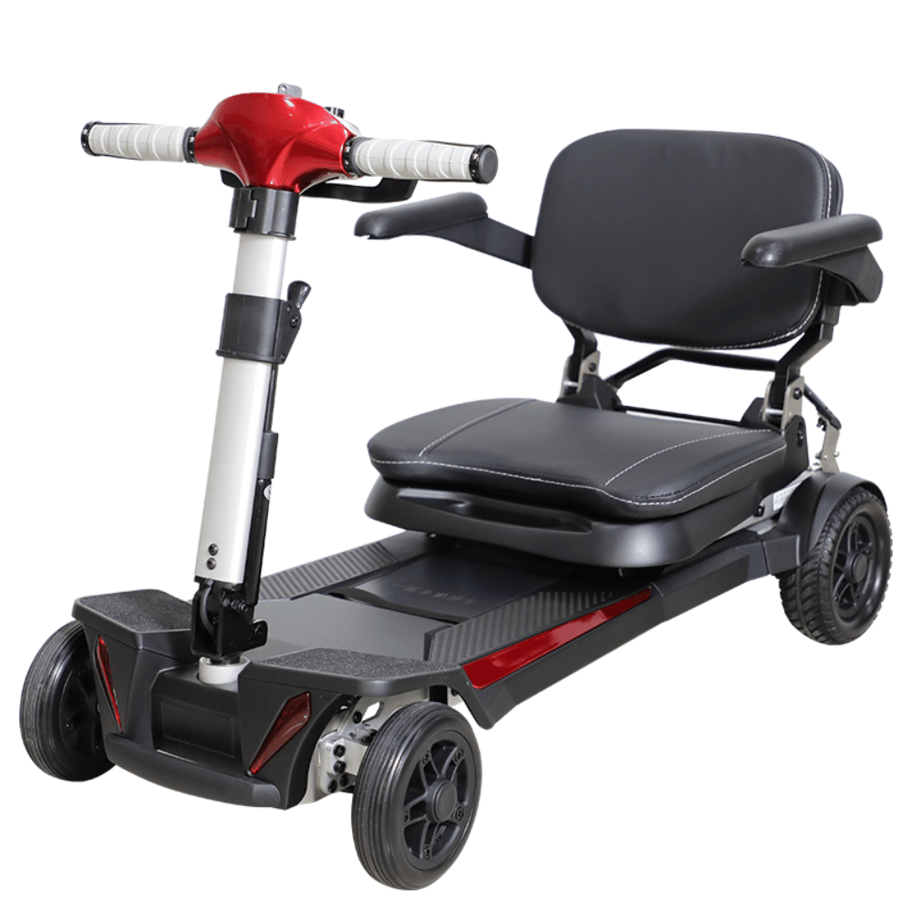 Enhance Mobility MobiFree Folding Mobility Scooter in Red Color - Semi Folded