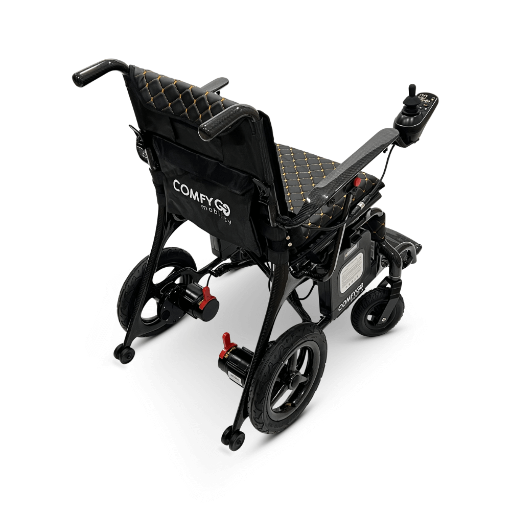 Black Textile ComfyGO Phoenix Carbon Fiber Lightweight Electric Wheelchair - Top View