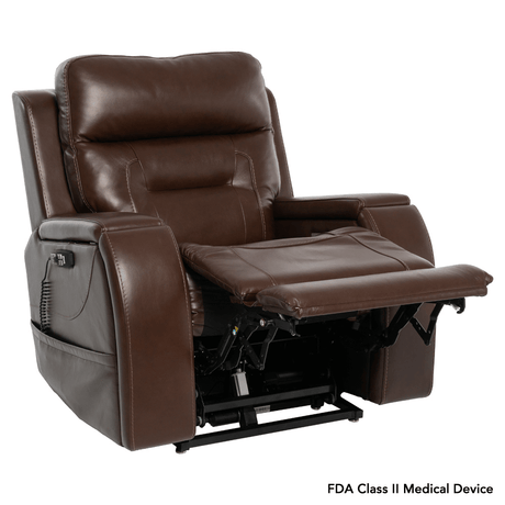Coffee Color in Sorrento Leather Pride Mobility VivaLift!® Premier - Reclined Position