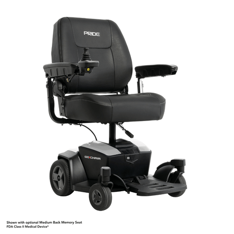Pearl White Color High Back Seat Pride Go Chair® Portable Disassembling Power Wheelchair - Angled View