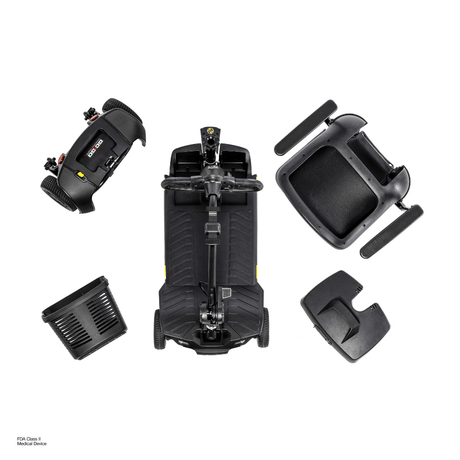 Pride Go Go Elite Traveller® Gen 3 Platinum Mobility Scooter in Black Color -  Disassembled parts