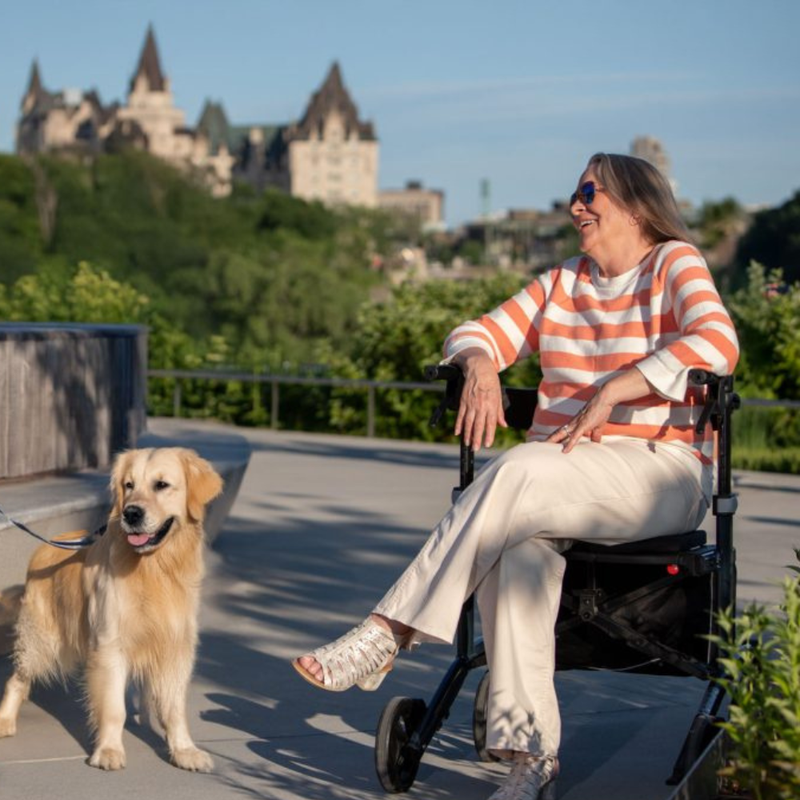 Woman enjoying greater mobility outdoors