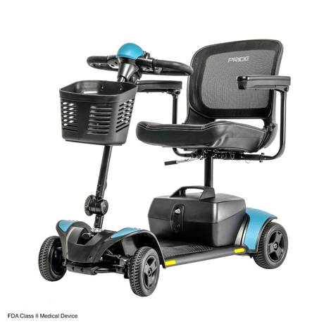  Robins Egg Blue Accent Pride Go Go Elite Traveller® 2 Mobility Scooter -  Angled View