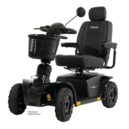 Black Color Pride Pursuit 2 Outdoor Mobility Scooter - Angled View