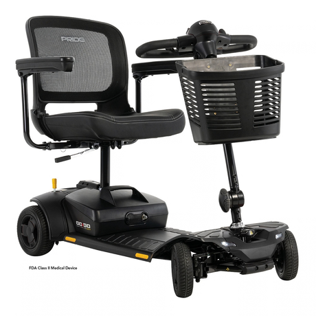 Pride Go Go Elite Traveller® Gen 3 4-Wheel Mobility Scooter in Black Color - Angled View