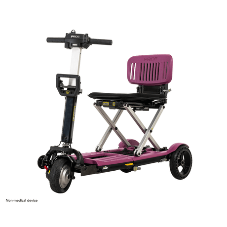 Sugar Plum Color Pride i-Go™ Lightweight Folding Travel Scooter - Angled View
