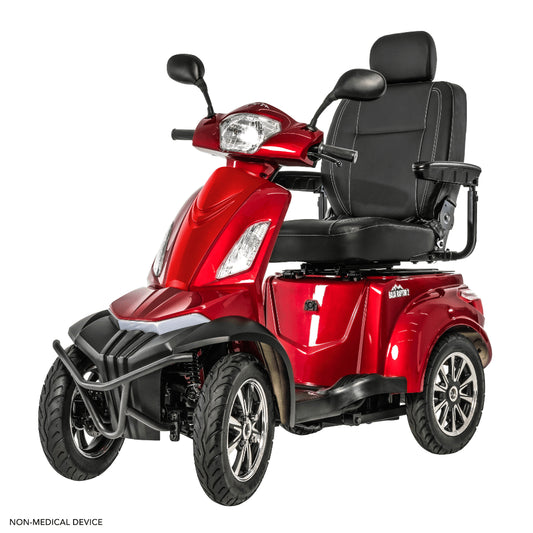 Candy Red Color Pride BAJA® Raptor 2 Outdoor 4-Wheel Scooter - Angled View