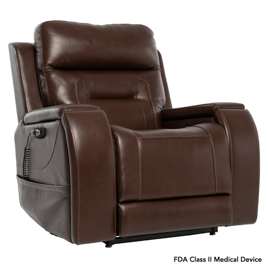 Coffee Color in Sorrento Leather Pride Mobility VivaLift!® Premier - Seated Position
