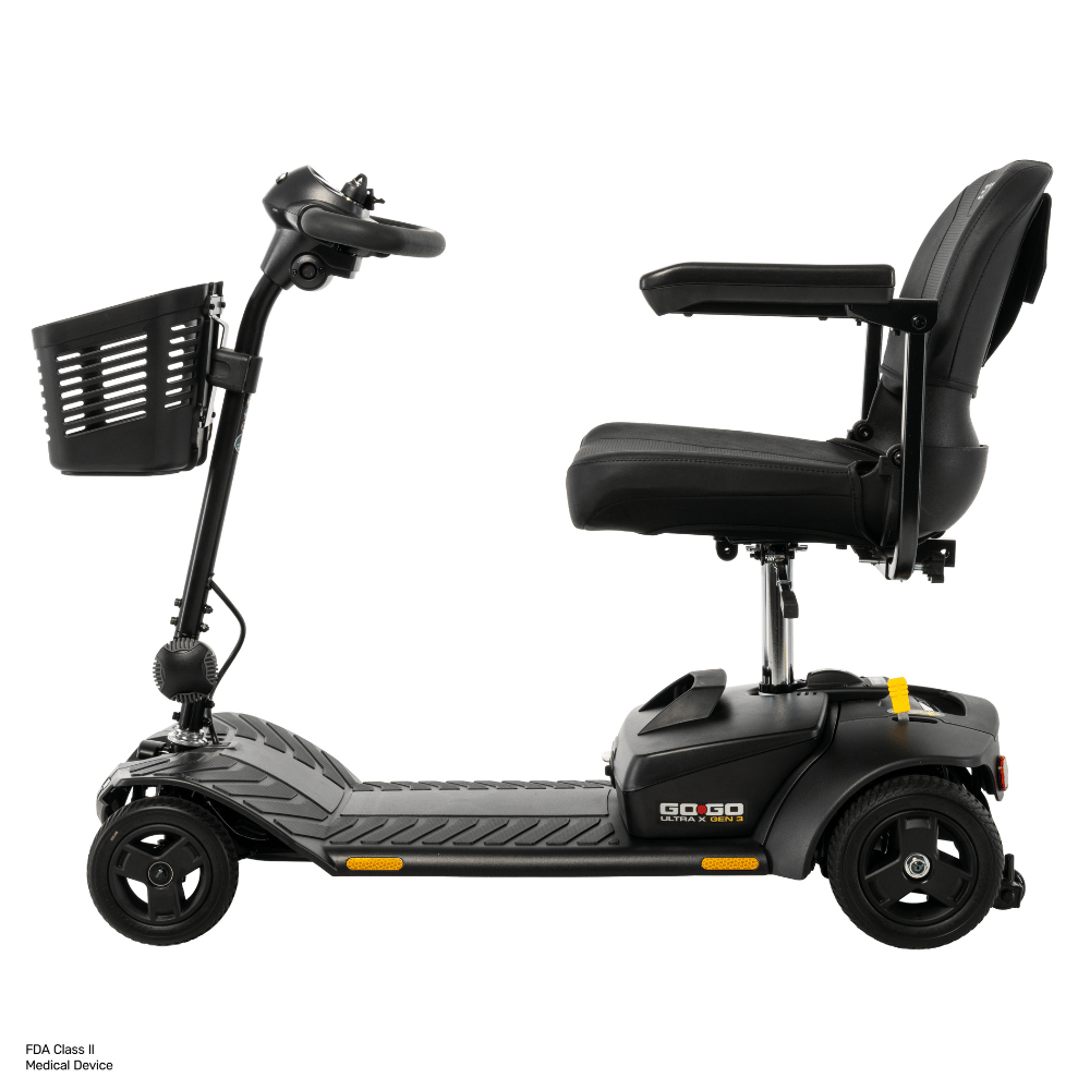 Pride Go Go® Ultra X Gen 3 4-Wheel Mobility Scooter In black Color -  Side View