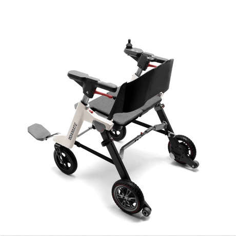 Enhance Mobility Roamate 3-in-1 Power Rollator in white color - Rear Angled View