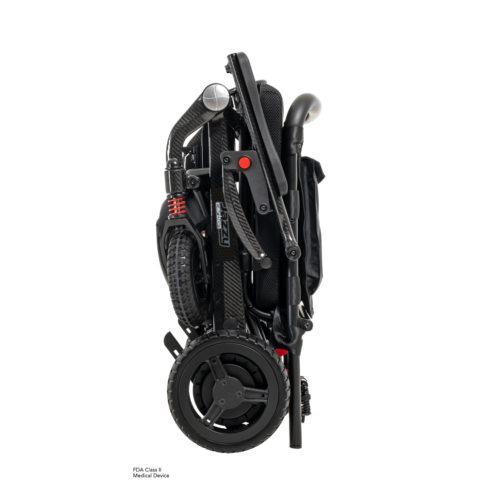 Black Frame Pride Jazzy Carbon Lightweight Power Wheelchair - Folded
