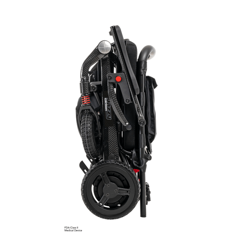Black Frame Pride Jazzy Carbon Lightweight Power Wheelchair - Folded