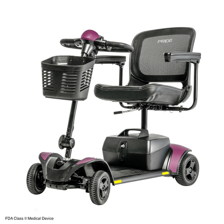  Sugar Plum Accent Pride Go Go Elite Traveller® 2 Mobility Scooter -  Angled View