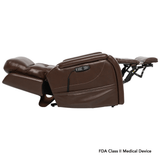 Coffee Color  in Sorrento Leather Pride Mobility VivaLift!® Premier - Full Reclined Position