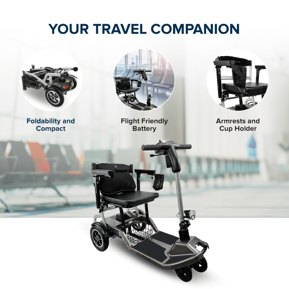 ZiiLIF R3b Ultra Lightweight Folding Mobility Scooter – Airline Approved Travel Scooter