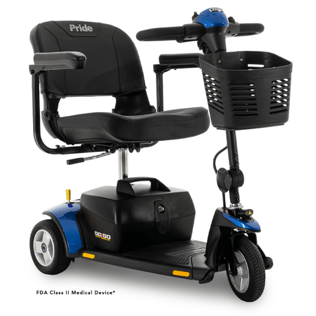 Blue Pride Go Go Elite Traveller® 3-Wheel Scooter 18AH Battery - Angled View