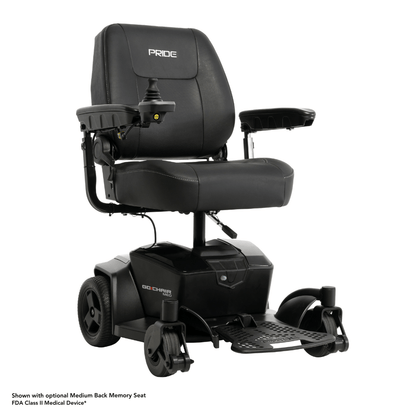 High Back Rest Pride Go Chair® MED Portable Power Wheelchair - Angled View
