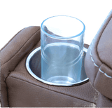 A Close-up View of a Glass in Cup Holder of Pride Mobility VivaLift Ultra PLR-4955 Power Lift Chair