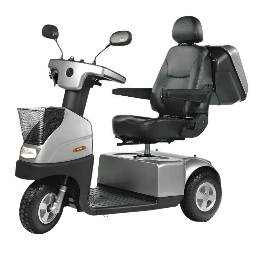 AFIKIM Afiscooter C3 Mid-Size Mobility Scooter Silver Angled View