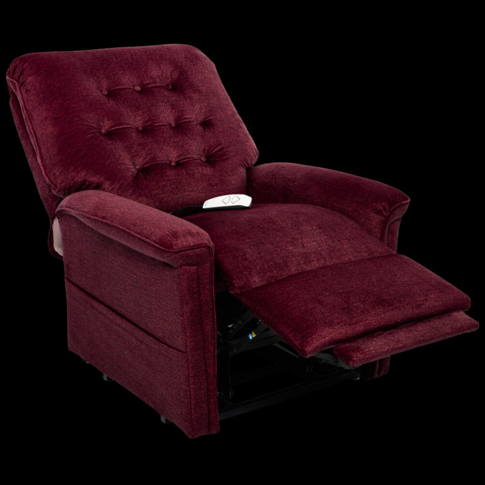 Black Cherry Pride Mobility Heritage LC-358 Lift Chair with Extended Footrest Angled View