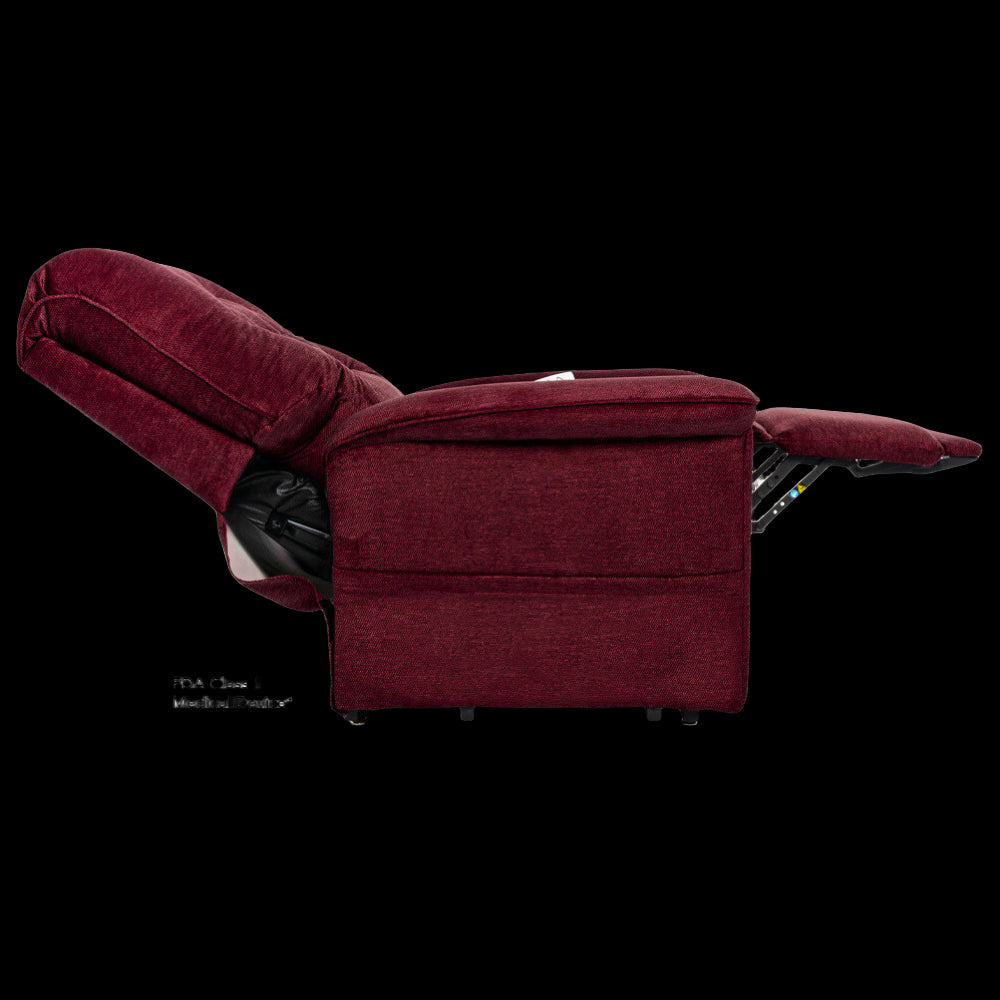 Black Cherry Pride Mobility Heritage LC-358 Lift Chair with Extended Footrest Side View