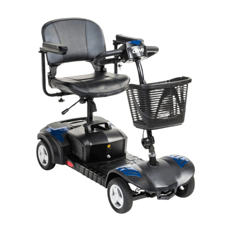 Blue Drive Medical Scout LT 4-Wheel Compact Travel Power Scooter Angled View