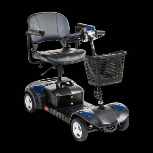 Blue Drive Medical Scout LT 4-Wheel Compact Travel Power Scooter Angled View