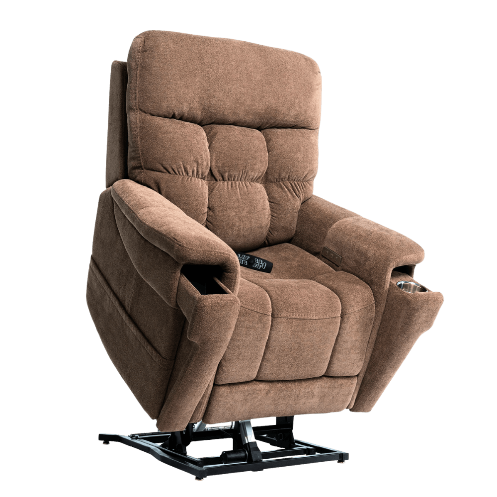 Partially Lifted Brown Color Pride Mobility VivaLift Ultra PLR-4955 Power Lift Chair