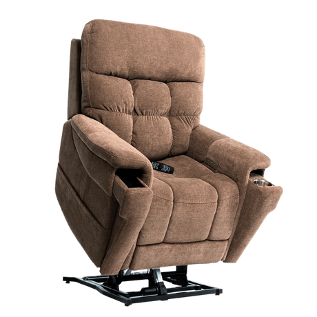 Partially Lifted Brown Color Pride Mobility VivaLift Ultra PLR-4955 Power Lift Chair