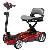 Burgundy EV Rider Auto Fold Transport 4AF Mobility Scooter - Open Box Angled View