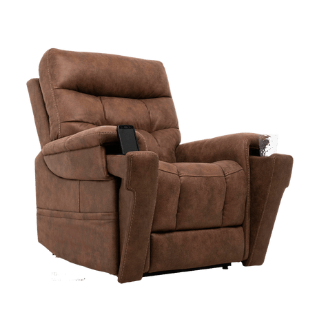 Canyon Silt Small VivaLift Radiance Power Lift Chair PLR-3955 With a Mobile Phone in the Armrest Pocket